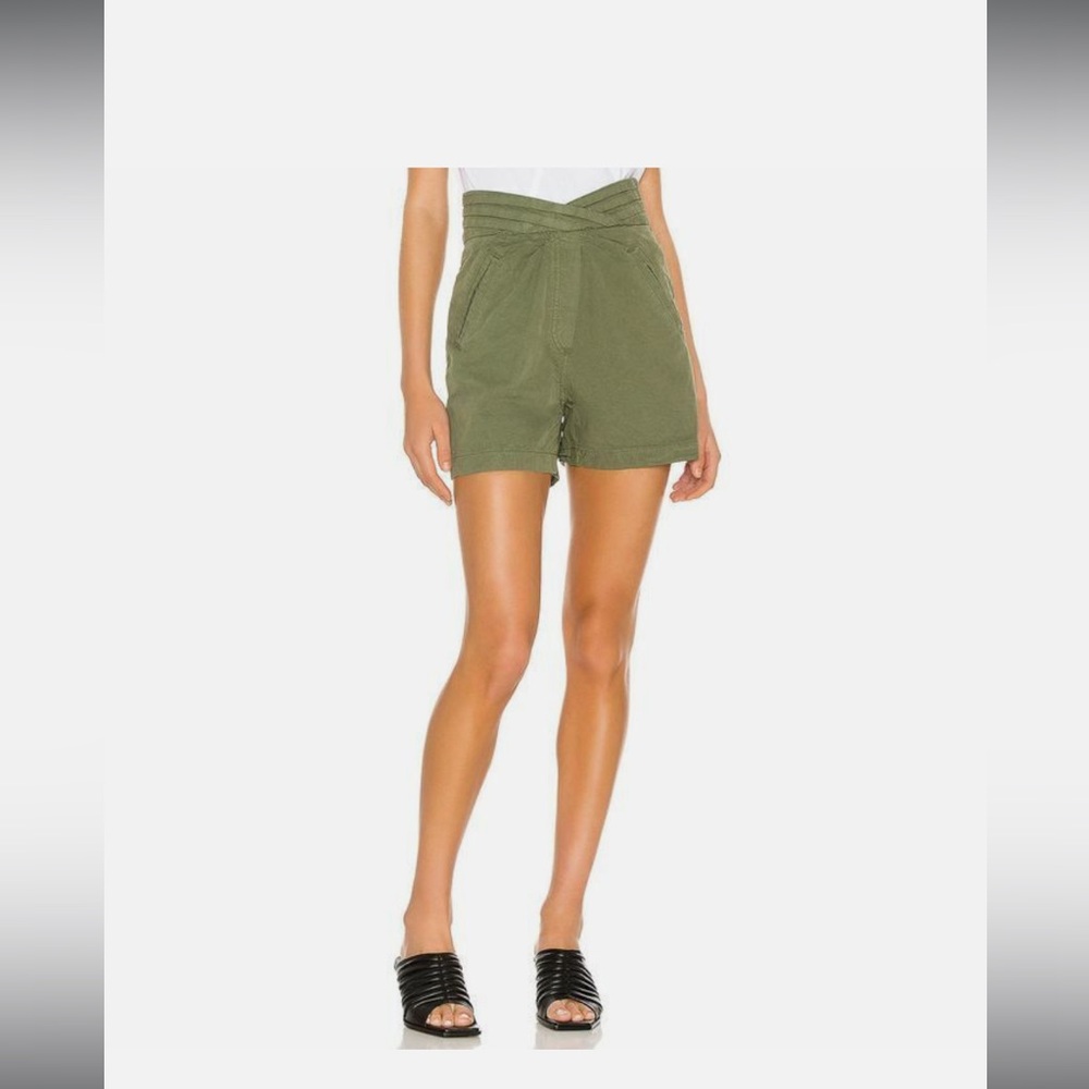 RtA Ellena Pleated Waistband Short in Military Green Size 26